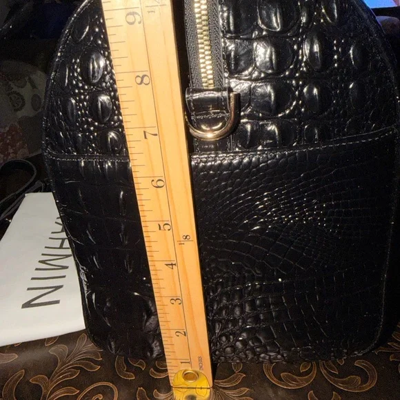 Brahmin Black Croc Embossed Sling Backpack - Picture 3 of 6